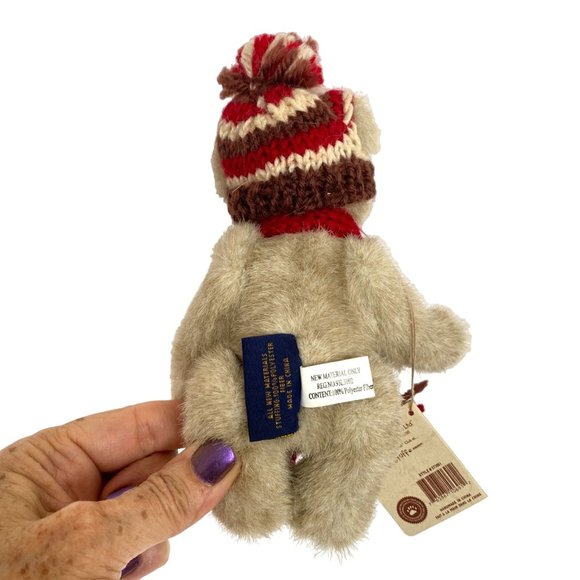2005 Boyds Cocoa Bear Head Bean Collection Plush Knitted Beanie Scarf Orig Tags - Picture 5 of 11
